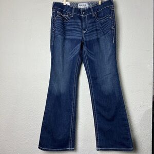NEW Ariat Jeans Womens 32 Blue R.E.A.L. Boot Cut Denim Mid Rise Stretch